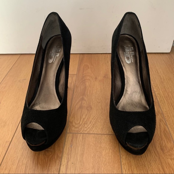 BROWNS | Suede Platform Peep Toe Pump Sz US 8 - Picture 2 of 6